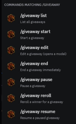 Giveaway Commands