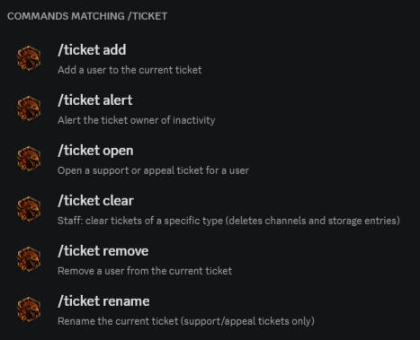Ticket Commands Ticket Commands