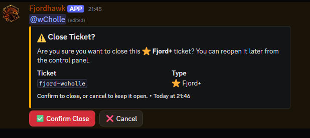 Ticket Closing Confirmation