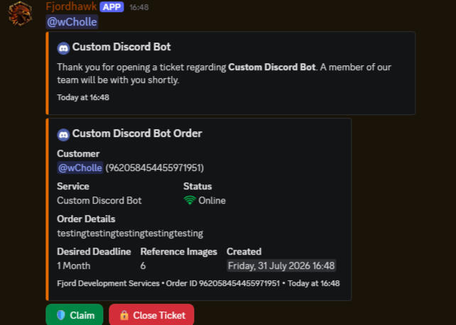 Opened Order Ticket Opened Order Ticket