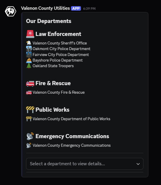 Departments Department Select List